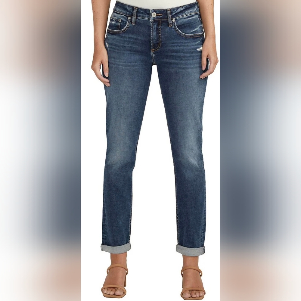 NWT Silver Boyfriend Mid-Rise Slim Leg in Dark Blue - Size 31 x 29